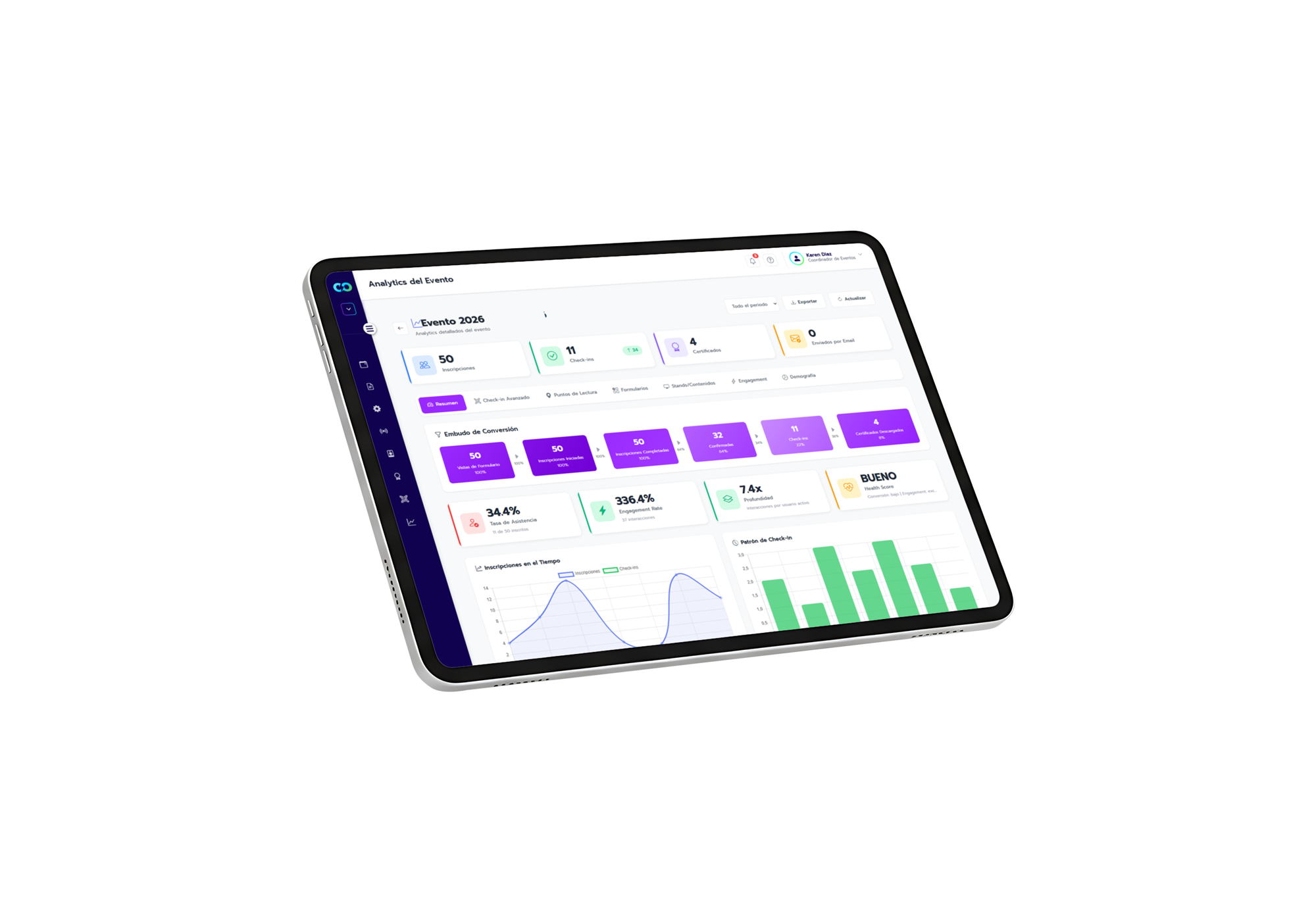 Connectify Events mockup on a tablet